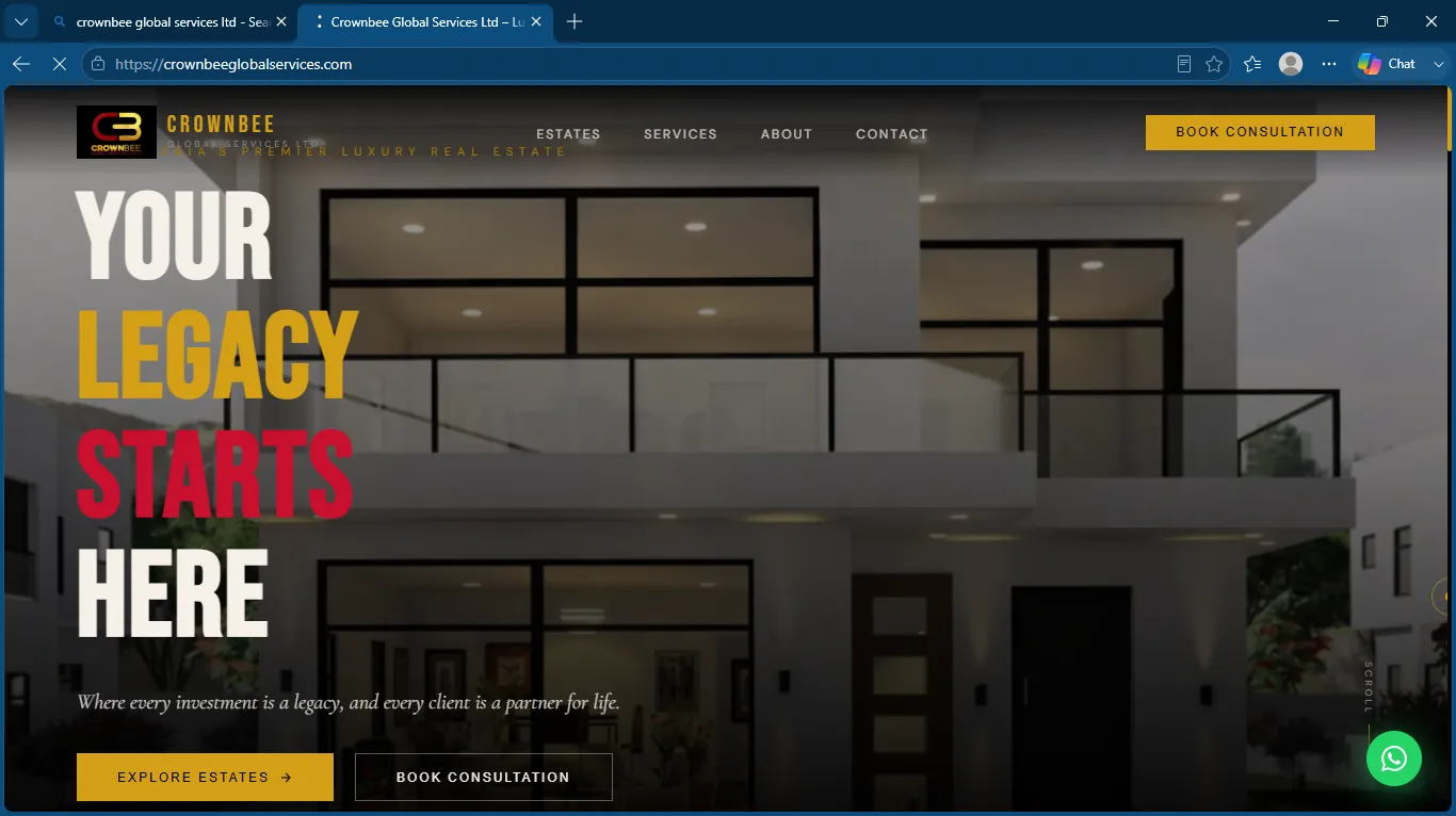 Crownbee Global Services website screenshot